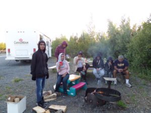 Bonfire at bright midnight in Northwest Territories