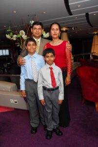 Family dressed in formal attire