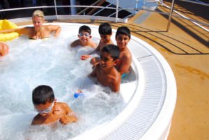 Kids in cruise ship hot tub