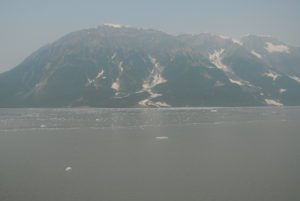 Alaskan mountain range and ocean